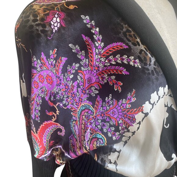 Beautiful And Unique Satin And Knit Blouse Made In Italy - Picture 2 of 8